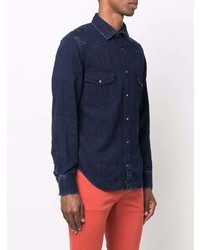 Мужская темно-синяя джинсовая рубашка от Jacob Cohen