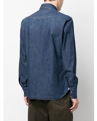 Мужская темно-синяя джинсовая рубашка от Barba