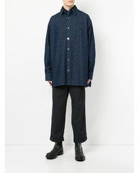 Мужская темно-синяя джинсовая рубашка от Raf Simons