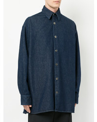 Мужская темно-синяя джинсовая рубашка от Raf Simons