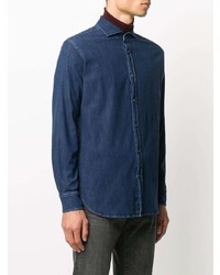 Мужская темно-синяя джинсовая рубашка от Jacob Cohen