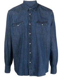 Мужская темно-синяя джинсовая рубашка от Deperlu