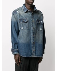 Мужская темно-синяя джинсовая рубашка от 424