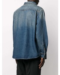 Мужская темно-синяя джинсовая рубашка от 424