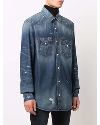 Мужская темно-синяя джинсовая рубашка от Amiri
