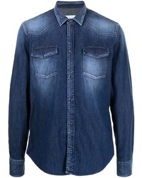 Мужская темно-синяя джинсовая рубашка от Dondup