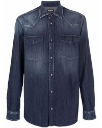 Мужская темно-синяя джинсовая рубашка от Dondup