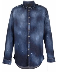 Мужская темно-синяя джинсовая рубашка от DSQUARED2