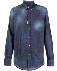 Мужская темно-синяя джинсовая рубашка от DSQUARED2