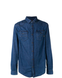 Мужская темно-синяя джинсовая рубашка от Emporio Armani