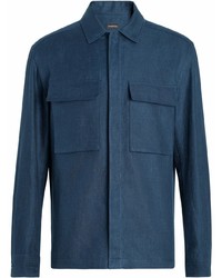 Мужская темно-синяя джинсовая рубашка от Ermenegildo Zegna