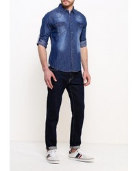 Мужская темно-синяя джинсовая рубашка от Frank NY