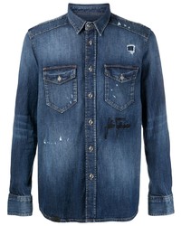 Мужская темно-синяя джинсовая рубашка от John Richmond