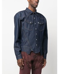 Мужская темно-синяя джинсовая рубашка от JUNTAE KIM