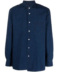Мужская темно-синяя джинсовая рубашка от Kiton
