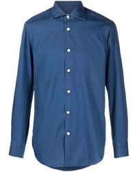 Мужская темно-синяя джинсовая рубашка от Kiton