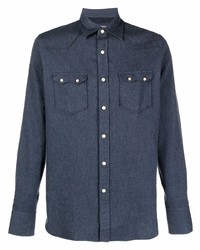 Мужская темно-синяя джинсовая рубашка от Lardini