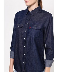 Женская темно-синяя джинсовая рубашка от Levi's