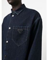 Мужская темно-синяя джинсовая рубашка от Prada