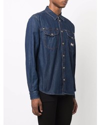 Мужская темно-синяя джинсовая рубашка от VERSACE JEANS COUTURE