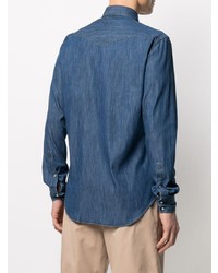 Мужская темно-синяя джинсовая рубашка от Drumohr