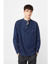 Мужская темно-синяя джинсовая рубашка от Mango Man