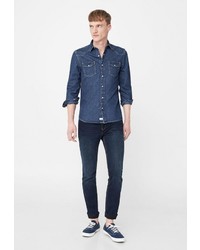 Мужская темно-синяя джинсовая рубашка от Mango Man