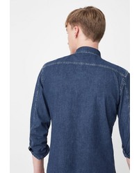 Мужская темно-синяя джинсовая рубашка от Mango Man
