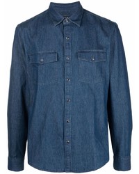 Мужская темно-синяя джинсовая рубашка от Michael Kors