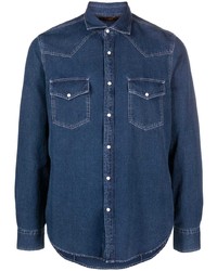 Мужская темно-синяя джинсовая рубашка от Moorer