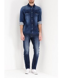 Мужская темно-синяя джинсовая рубашка от Mustang