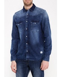 Мужская темно-синяя джинсовая рубашка от Mustang