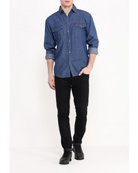 Мужская темно-синяя джинсовая рубашка от Occhibelli