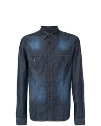 Мужская темно-синяя джинсовая рубашка от Philipp Plein