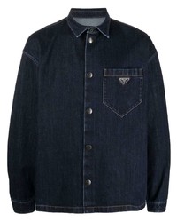 Мужская темно-синяя джинсовая рубашка от Prada