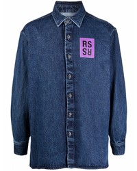 Мужская темно-синяя джинсовая рубашка от Raf Simons
