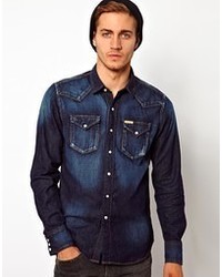 Мужская темно-синяя джинсовая рубашка от Replay