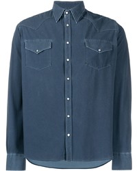 Мужская темно-синяя джинсовая рубашка от Rrd