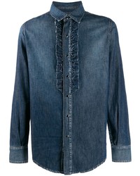 Мужская темно-синяя джинсовая рубашка от Saint Laurent