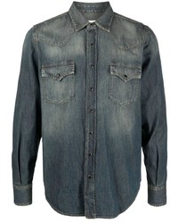 Мужская темно-синяя джинсовая рубашка от Saint Laurent