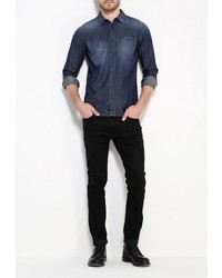 Мужская темно-синяя джинсовая рубашка от Sisley