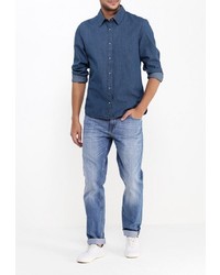 Мужская темно-синяя джинсовая рубашка от Time For Future