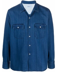 Мужская темно-синяя джинсовая рубашка от Universal Works