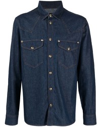 Мужская темно-синяя джинсовая рубашка от VERSACE JEANS COUTURE