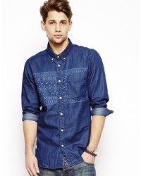 Мужская темно-синяя джинсовая рубашка от Voi Jeans