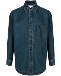 Мужская темно-синяя джинсовая рубашка от Wooyoungmi