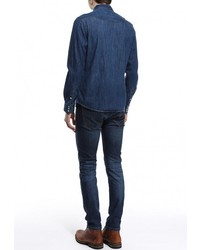 Мужская темно-синяя джинсовая рубашка от Wrangler