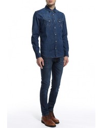 Мужская темно-синяя джинсовая рубашка от Wrangler