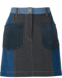 Темно-синяя джинсовая юбка в стиле пэчворк от Sonia Rykiel