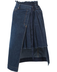 Темно-синяя джинсовая юбка со складками от Sacai